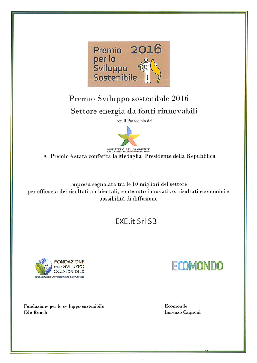 Premio per lo sviluppo sostenibile 2016