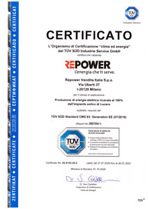 Certificazione TUV RePower - 2023